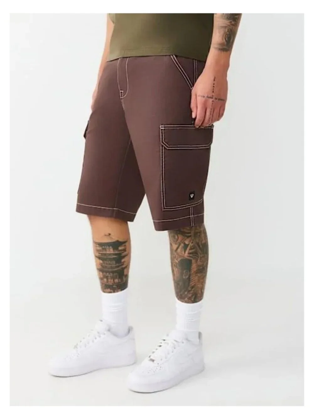 Mens True Religion Utility Cargo Shorts Bracken Brown NWT Size: 36